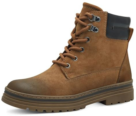 MARCO TOZZI Damen Schnürstiefel ohne Absatz Flach mit Reißverschluss, Braun (Nut Comb), 38 EU