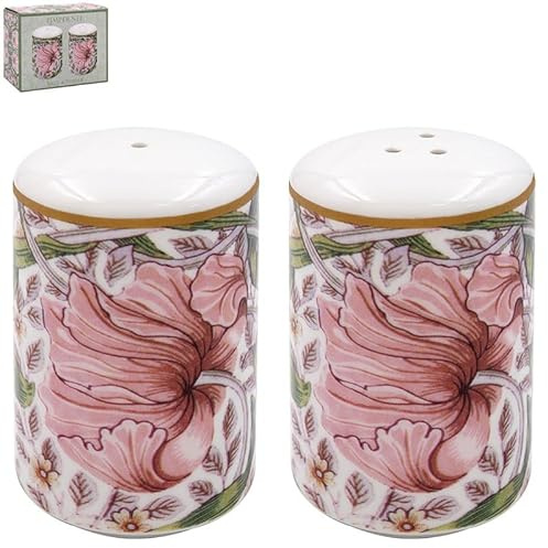 LESSER & PAVEY Ceramic Salt & Pepper Shakers Seasoning Containers W. Morris Pimpernel Floral