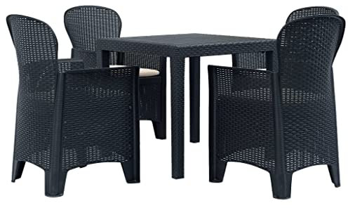 DYRJDJWIDHW europaletten,gartenmöbel Set,palettenkissen,5-TLG. Garten-Essgruppe Kunststoff Anthrazit Rattan-OptikGeeignet für Garten, Swimmingpool, Wohnzimmer, Terrasse