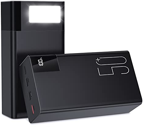 Power Bank 50000 mAh: 22.5W Batteria esterna a ricarica rapida con grande capacità e 5 uscite e 3 ingressi 25000 mAh×2-Nero PMP3 with