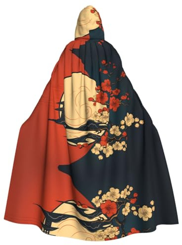 Poncho à capuche à motif fleurs de prunier chinois, unisexe pour cosplay, Halloween, fête costumée