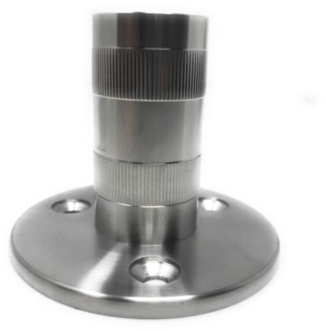 Bodenanker Edelstahl zur Befestigung von Geländerpfosten Bodenflansch für Geländer Rundrohr Edelstahlrohr 42,4mm mit 1,5 mm Wandung!!!!!!!!! 80 mm Hoch D100 -WandStärke 3mm und Boden 7 mm