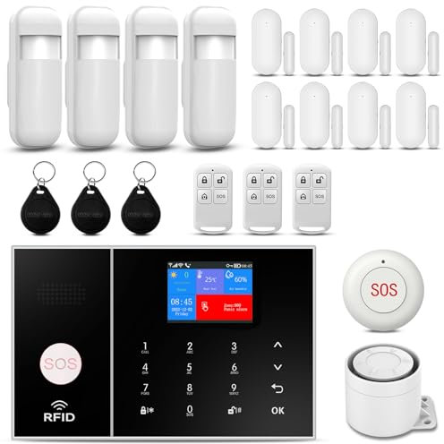 XNH allarme casa senza fili,kit allarme casa senza fili con Sirena Allarme 120dB, Telecomando Intelligente, Invite vocale, Display LCD, Sicurezza per la casa, ufficio(X108S-EU-E)