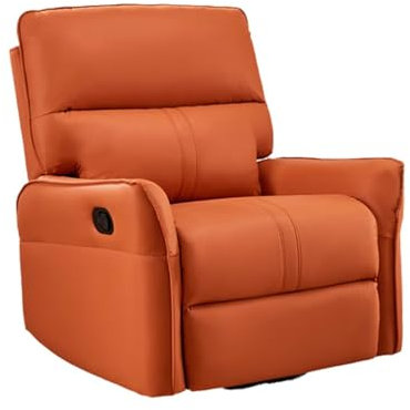 Moderner Ledersessel mit gepolstertem Sitz für Wohnzimmer oder Schlafzimmer, Einzelsofa, Liegestuhl für Büro, Orange (94 x 88 x 103 cm)