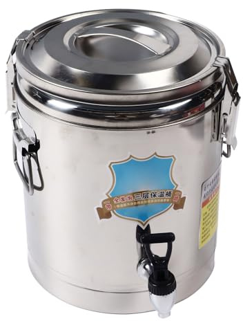 Récipient à Soupe isolé de 10 L, Seau à Glace en Acier Inoxydable, Seau à Soupe isolé Commercial, Distributeur de Boissons avec Robinet et Couvercle, Grand Seau de Bar à Vin,