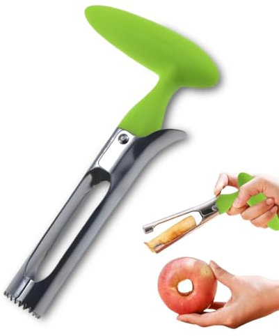 Descorazonador de Manzanas, Vaciador de Manzana, Corazones Manzana con Mango, Hoja Dentada de Acero Inoxidable, Saca Corazon Manzana, Apto para Hogar y Cocina,descorazonador de manzanas(Verde)