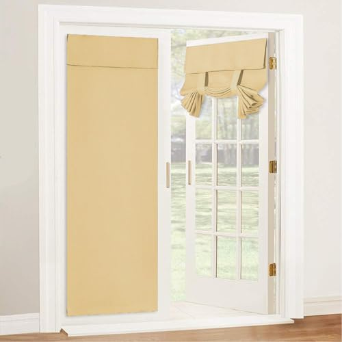 Kebinmaoyi Französische Türvorhänge, Verdunkelungsvorhänge, Polyestervorhänge, Sichtschutz und Dekoration, geeignet für Schlafzimmer, Wohnzimmer, Küche,Badezimmer Sand 76x182cm