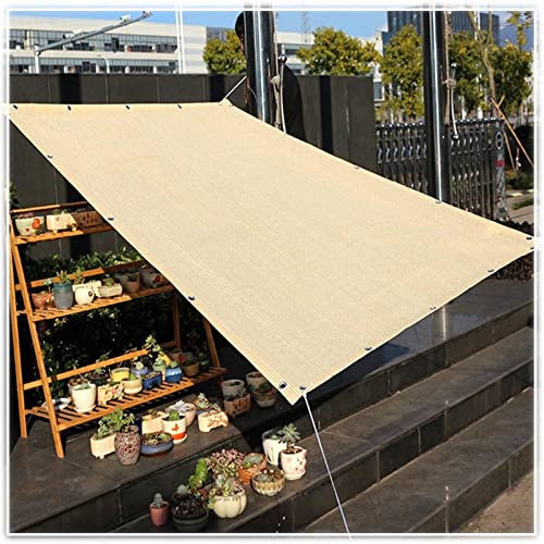Telo ombreggiante beige per piante, 6 x 10 m, tessuto rettangolare con occhielli per esterni, giardino, pergola, patio, serra, traspirante, rete ombreggiante, telone a rete con protezione UV
