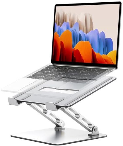 Babacom Supporto PC Portatile Ergonomico da Scrivania, Laptop Stand con Supporto a Doppia Asta e Altezza Regolabile, Porta PC Portatile Ventilato Antiscivolo Compatibile con MacBook Air Pro (10-16)