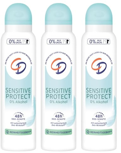 3 x CD Sensitive Protect Deo Spray 0% Alkohol 0% Aluminium 48h Schutz je 150 ml