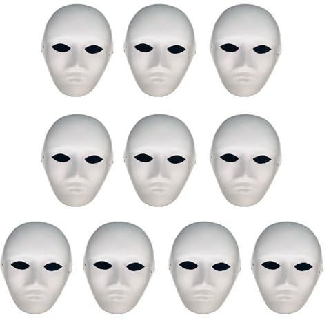 Yamoloz Paintable Paper Masks for Carnival, Cosplay, Halloween Party Women Men DIY White Paper Mask, Masquerade, Pulp Blank for Painting