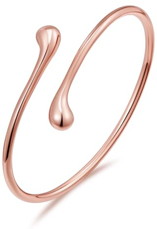 LILIE&WHITE Rosegold Armreif Armband Damen – Modernes Tropfen-Design, Hypoallergen, Langlebig, Kratzfest, Geschenk für Frauen, Alltagsmode und besondere Anlässe