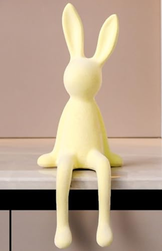JyqPcm Osterhasen Deko, Deko-Sitzhase, pelziger Osterhase, moderner Dekohase, passend zu Ostern, Tisch-, Fensterbank- und Wohnraumdeko