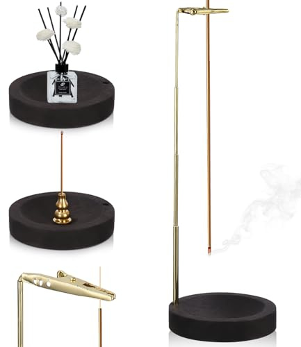 3-in-1 Räucherstäbchenhalter, Räucherstäbchen Holz Basis, Räucherkegel Halter für Meditation,Schlaf und Aromatherapie,Skalierbares Räucherregal (Schwarz)