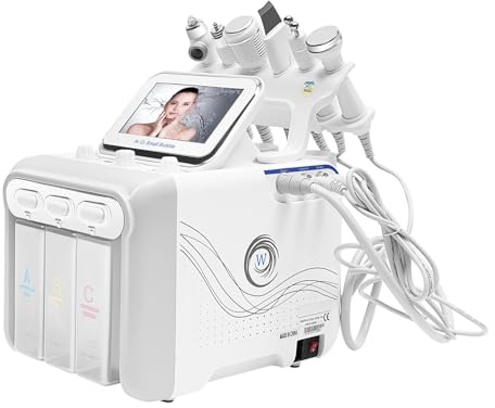 6 in 1 Hydrafacial Geraet Aquafacial Gerät Microdermabrasion Porenreiniger Mitesserentferner Ultraschall Spray Kalthammer Wasserstoff Sauerstoff Hautpflegegeraet fuer Gesicht Zuhause oder Studio