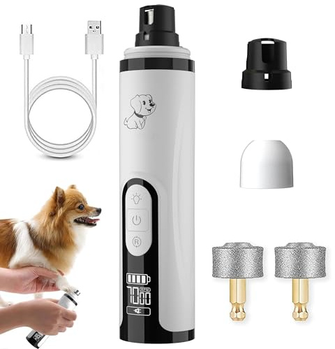 YipuVR Silent Groom Pro for Dogs, 3 Speed Dog Nail Grinders | with LED Lights, Rechargeable USB Charging Pet Nail Grinder, with Replacement Grinding Heads for Dogs, Cat