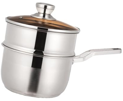 PANGBOER 204 Pentole a vapore in acciaio inox a 2 strati con coperchio in vetro multiuso gadget da cucina per verdure e pasta di mare