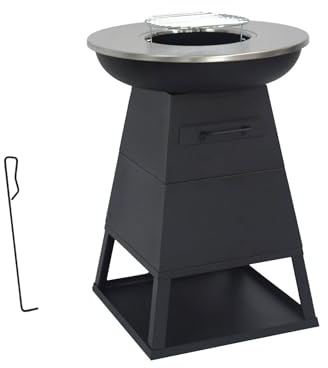 sweeek - Brasero Barbecue Ø59cm Noir avec Grille de Cuisson et Espace de Rangement - Izalco