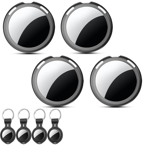 Tracker Tags-4 Pack [Apple MFi Certified]Work with Apple Find My (iOS Only) | Air Smart Item Finders Worldwide Tracking GPS 100dB Waterproof for Keys Luggage Wallet Pets Cats Collar Travel No Monthly Fee