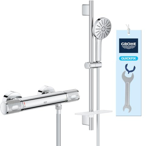 Pack GROHE Douchette Vitalio Joy+ 120 avec Barre de Douche + Mitigeur Thermostatique Precision Feel, Chromé (1348660000 + 34790000)