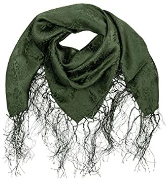 Striessnig Damen Trachten-Dreiecktuch Seide mit Fransen tanne, 015 tanne, unisize