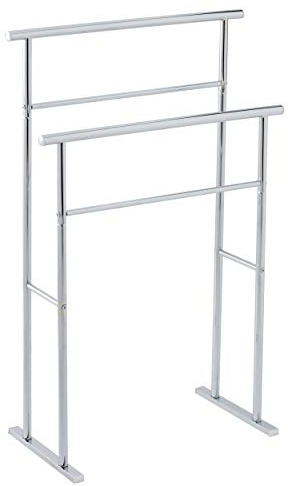Spirella Handtuchständer Bridge H x B x T: ca. 94 x 65 x 25 cm Handtuchhalter aus verchromtem Metall in Edelstahl-Optik Badehandtuchhalter mit 2 Handtuchstangen als Badaccessoire, Silber