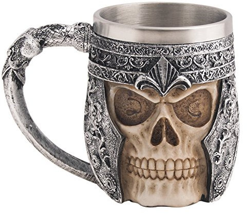 Taisuko Viking en Acier Inoxydable tête de Mort Une Tasse de café Viking crâne bière Mugs Cadeau pour Hommes fête des pères Cadeaux 301-400 ML