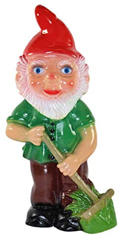 RAKSO Gartenzwerg Garten Zwerg aus Kunststoff mit Rechen Höhe 29 cm Garten Deko Gartenfigur