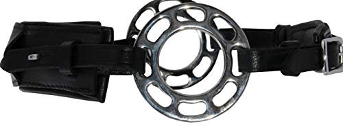 AMKA Hackamore aus Leder 3fach verstellbar Lederpolsterung gebisslos mit Wheel-Rad