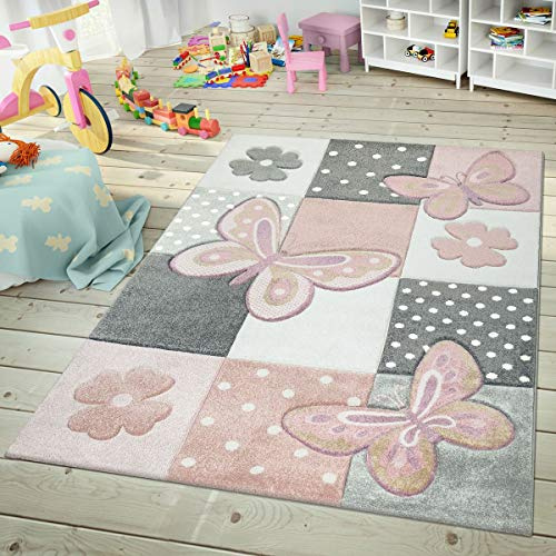 TT Home Kinderteppich Konturenschnitt 3D Optik Geometrisches Karomuster Mehrfarbig, Farbe:Mehrfarbig, Größe:80x150 cm