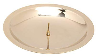 NKlaus Assiette à Bougies Ø 10cm avec épine 1cm Bougeoir Chandelier Laiton doré Brillant Dessous-de-Bougie Cierges de Communion 3323
