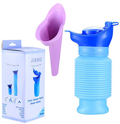 Emergency Urinal, Portable Shrinkable Urinal, Mini Male Female Outdoor Travel Personal Mobile Toilet, Potty Pee Urine Bottle for Kids, Adult, Ladies, Traffic Jam, Camping, Travel, Queuing(750 ML)