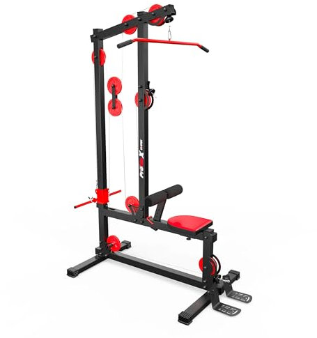 K-Sport: Stationäre Latzug-Station bis 150kg belastbar I 3fach Kabelzugstation I Latzugstange & Stahlseil mit unterem Kabelzug ersetzen Rudergerät, inkl. E-Book