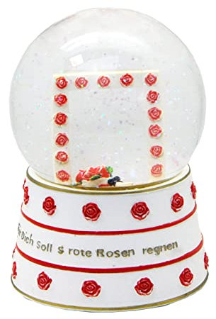 10004 Schneekugel für Foto Für Dich solls rote Rosen regnen 100mm Durchmesser Foto-Schneekugel Wechselrahmen Bilderrahmen Fotogeschenk