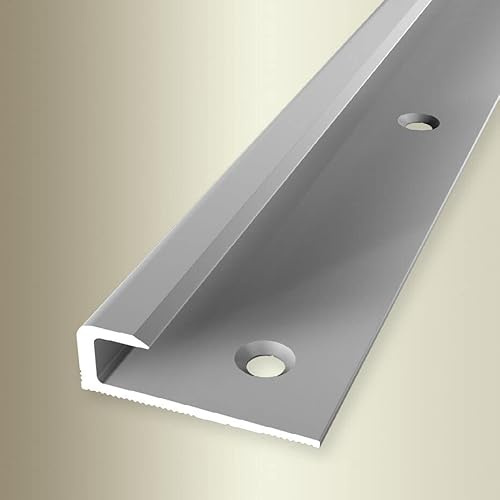 PROVISTON | Einfassprofil | Breite: 30 mm | Höhe: 7 mm | Länge: 2500 mm | Aluminium eloxiert | Abschlussprofil | Glatt | Silber | Versenkt Gebohrt