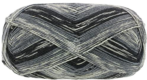 Lana Grossa MEILENWEIT 100g Denim Mix Black Blue 4655 - Mittel-/Dunkelgrau/Schwarz