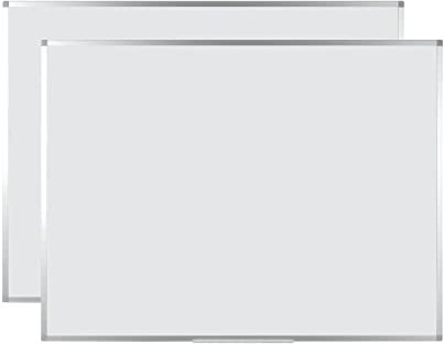 BoardsPlus Magnetisches Whiteboard 105 x 75 cm, Mit Aluminiumrahmen und Stifteablage, Tocken Abwischbar, Wiederbeschreibbar, 2 Stück