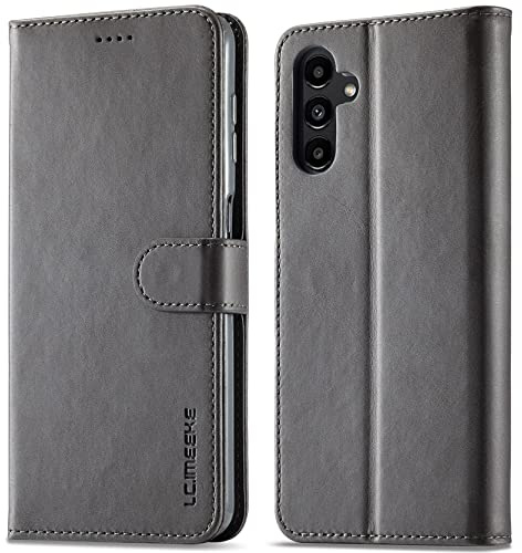WAURZ Cover per Samsung Galaxy A14 5G / A14 4G, Custodia Cover Pelle Libro Portafoglio con Porta Carte Magnetica Protezione Flip Antiurto Case Custodia per Samsung Galaxy A14 5G/4G, Grigio