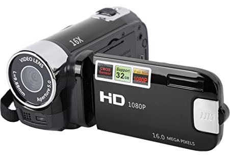 Cámara Digital, Pantalla Giratoria TFT de 2,7 Pulgadas, Resolución de Video de 1080P, Píxeles de 16MP, Zoom Digital de 16X, Videocámara para Fotografía (Negro)