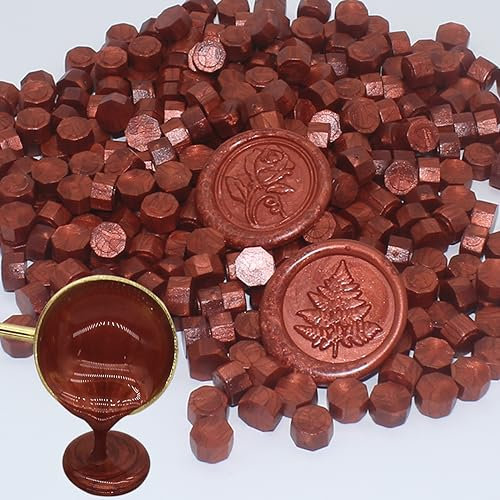 Andotopee Wachssiegelperlen Rotgold, 250 Stück, Premium-Siegelwachsperlen für Stempelsiegel, achteckige Wachspellets, Nachfüllpackung für Wachssiegel-Set, Hochzeitseinladung, Briefumschlag, DIY