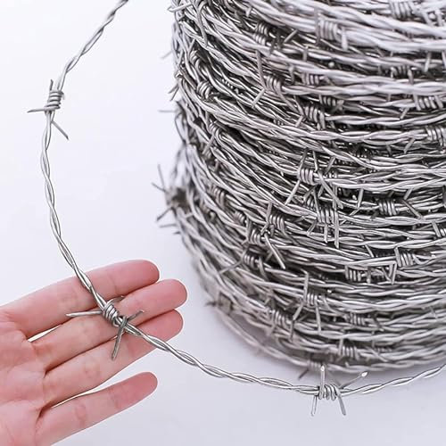 CINVSERW Rollo De Alambre De Púas, Alambre Púas, Cerca Malla Alambre Acero, Aislamiento Espinas, Cerca La Malla La Cerca, Anti-Escalada Anti-Robo (20M)