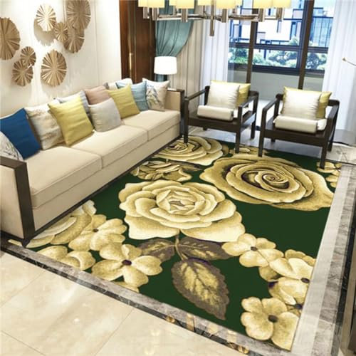 Kunsen 120X200CM Teppich Jungen Jugendzimmer Wohnzimmer im pastoralen Stil, einfacher Rutschfester kurzer Samt Flokati Teppich Grün Flur Teppich Waschbare Teppiche In Waschmaschine