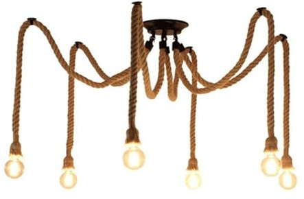 Lampadario Cucina Industriale Lampada a sospensione in corda di canapa vintage Retro lampada ragno industriale fai da te for la casa fai da te camera da letto Loft Hall Farmhouse ristorante bar caffè