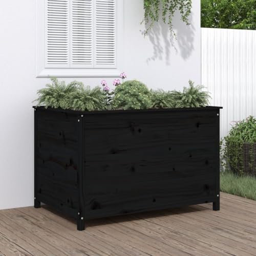 Chaduof Hochbeet Schwarz 119,5x82,5x78 cm Massivholz Kiefer, Palettenrahmen, Hochteich, Gemüsebeet, Kräuterregal Balkon, Blumenbeet, Kräuterspirale, Tomatenbeet, Pflanzhochbeet - 825314