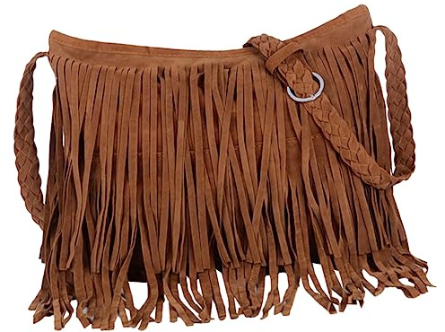 Holibanna Bolso Bandolera Flecos para Mujer Marrón Camel Poliéster Liviano Versátil Casual Diario Verano 2023 Tamaño Mediano