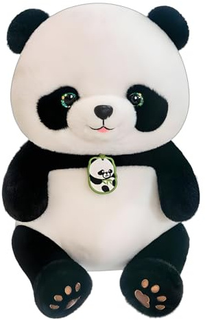 Champracer Süßes Panda Plüschtier - Cartoon Umarmung Spielzeug für Kinder und Erwachsene (Schwarz, 27 cm)