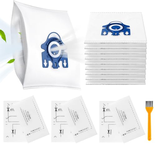 10 Pack GN Vacuum Bags Compatible with Miele Hoover Bags for Miele C3 Hoover Bag, Classic C1 Complete C2 Complete C3, S2 S5 S8 Series with 3 Motor Protection & 3 Exhaust Filters 9917730