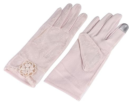 WESIEVYA 1paar Hochzeit Spitzenhandschuhe Für Damen Atmungsaktive Kurze Elegante Eislackleder-handschuhe Für Hochzeitsfeiern Und Besondere Anlässe Beige