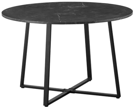 DUBI Möbel Esstisch Rund Ø 110 cm NOA, Esszimmertisch Holz, Küchentisch Rund, Marmor Optik Industrial Design, Tisch für 4 Personen, Stabil & Modern, 11216-US-MSCH
