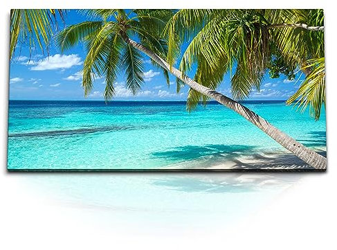 Paul Sinus Tableau sur toile 120 x 60 cm – Paysage tropical fascinant avec palmiers dans les Caraïbes